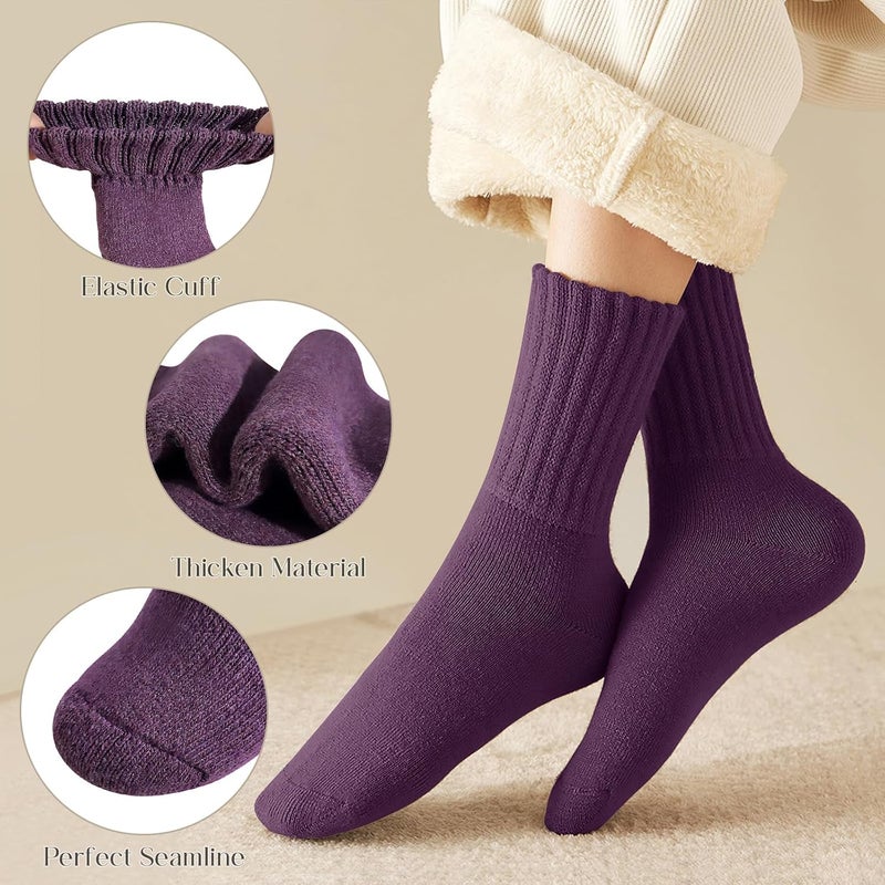 Sunovelties Womens Merino Wool Socks 3 Pairs Winter Ski Warm Boot Socks Men Thermal Thick Cozy Hiking - Image 4